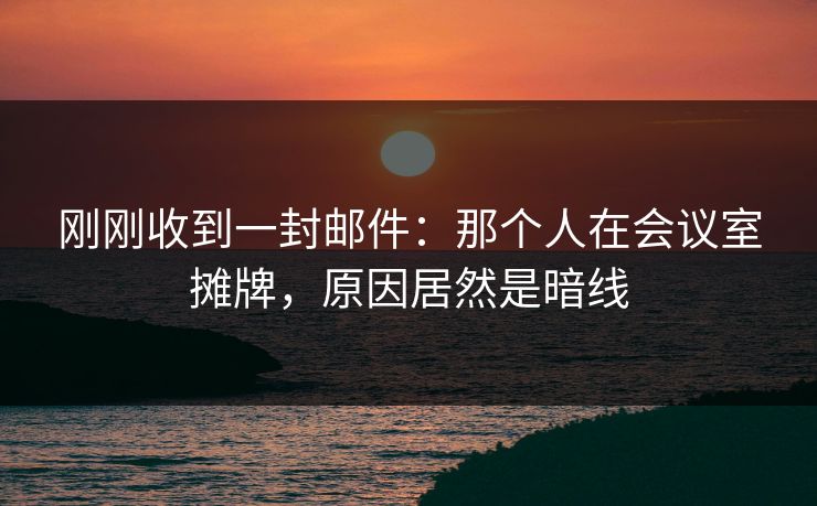 刚刚收到一封邮件：那个人在会议室摊牌，原因居然是暗线