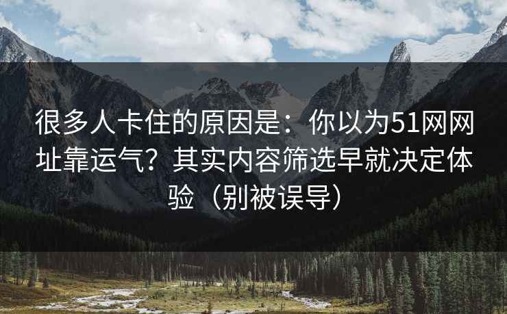 很多人卡住的原因是:你以为51网网址靠运气?其实内容筛选早就决定体验(别被误导) 很多人卡住的原因是:你以为51网网址靠运气?其实内容筛选早就决定体验(别被误导)