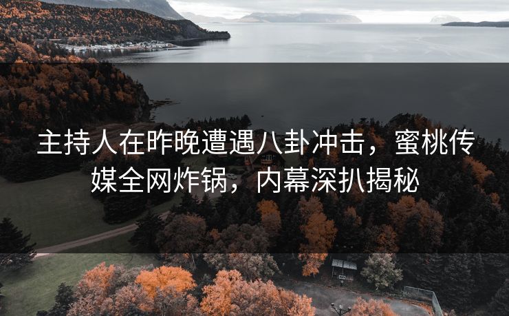 主持人在昨晚遭遇八卦冲击，蜜桃传媒全网炸锅，内幕深扒揭秘