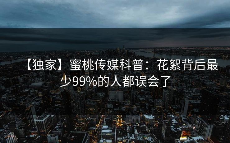 【独家】蜜桃传媒科普：花絮背后最少99%的人都误会了