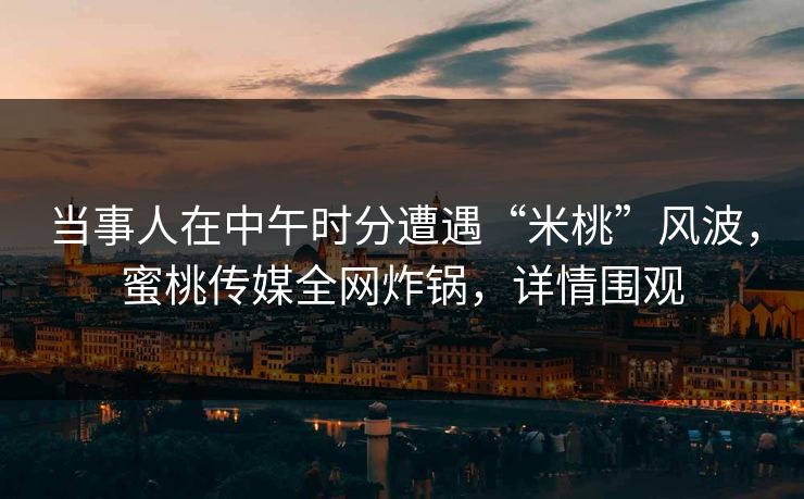 当事人在中午时分遭遇“米桃”风波，蜜桃传媒全网炸锅，详情围观