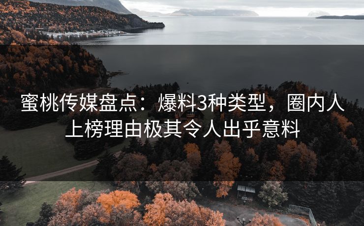蜜桃传媒盘点：爆料3种类型，圈内人上榜理由极其令人出乎意料