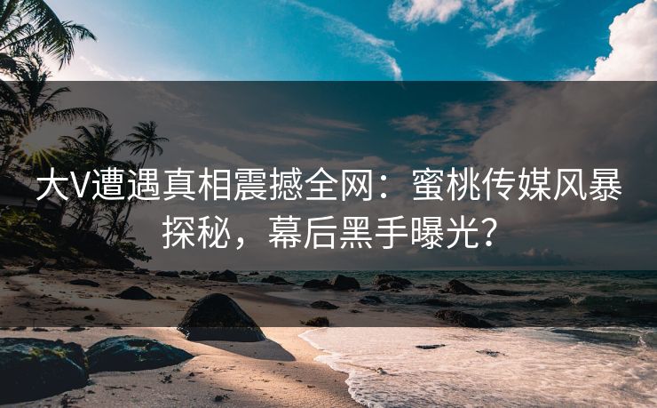 大V遭遇真相震撼全网：蜜桃传媒风暴探秘，幕后黑手曝光？