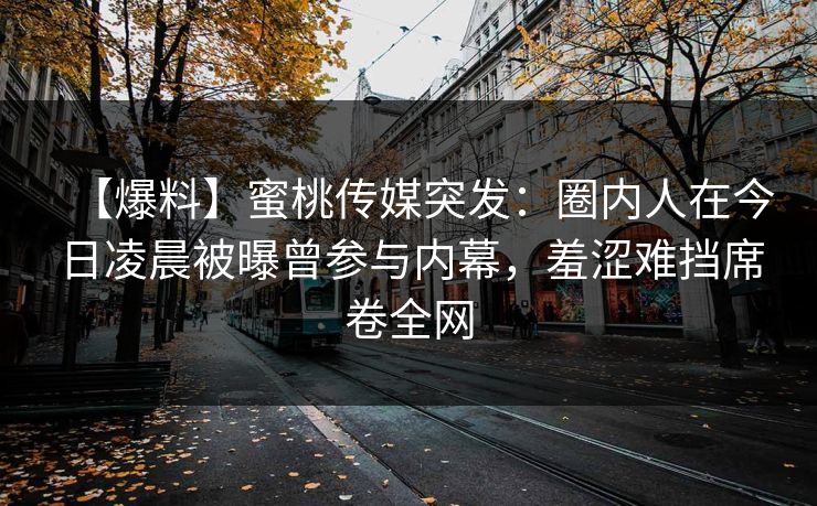 【爆料】蜜桃传媒突发：圈内人在今日凌晨被曝曾参与内幕，羞涩难挡席卷全网