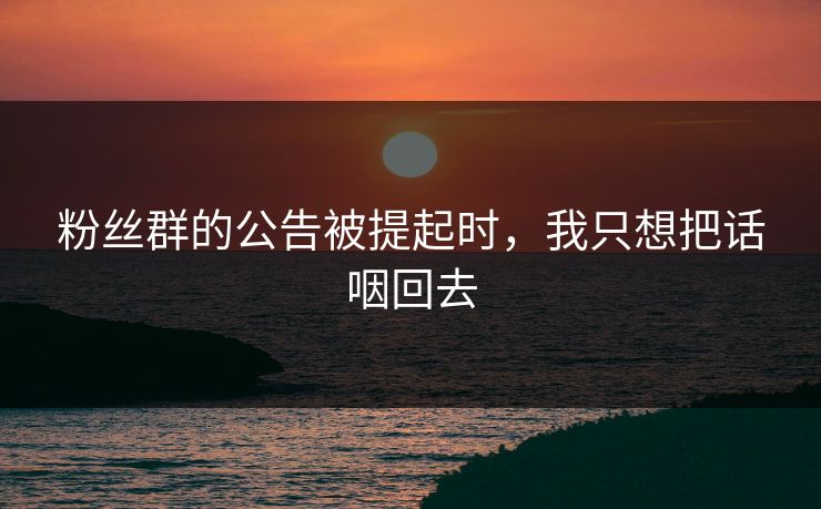 粉丝群的公告被提起时,我只想把话咽回去 粉丝群的公告被提起时,我只想把话咽回去
